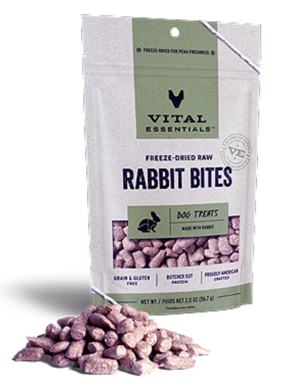 Vital Essentials Dog Freeze-Dried Treat Bites Rabbit 2oz.