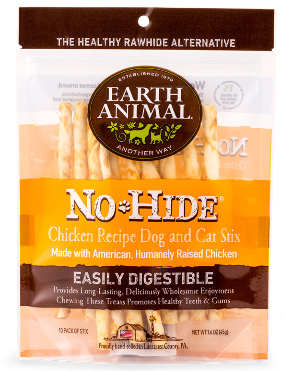 Earth Animal No-Hide Cage-Free Chicken Stix Dog & Cat Chews, 10 Pack